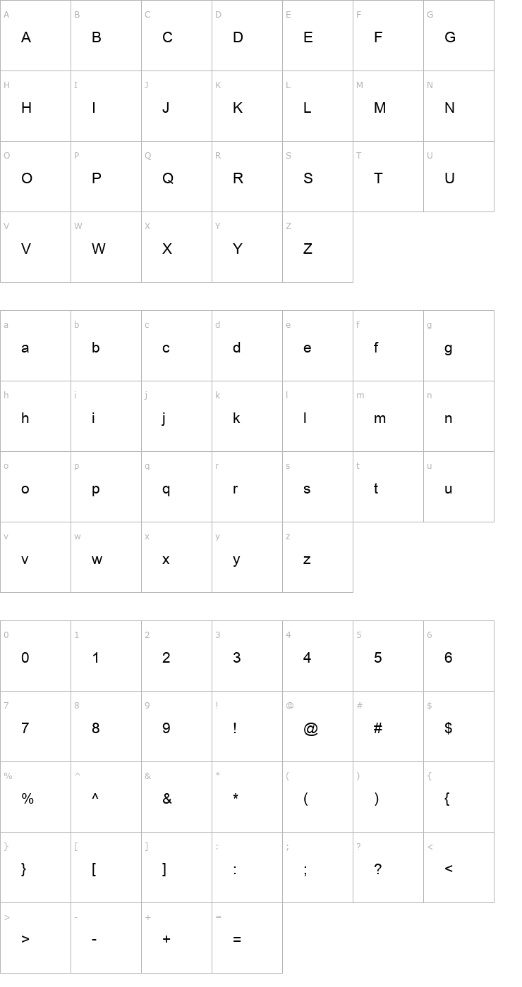 Character Map Cordia New Bold Font