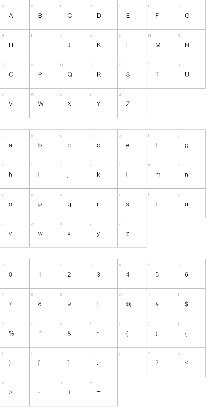 Character Map CordiaUPC Font