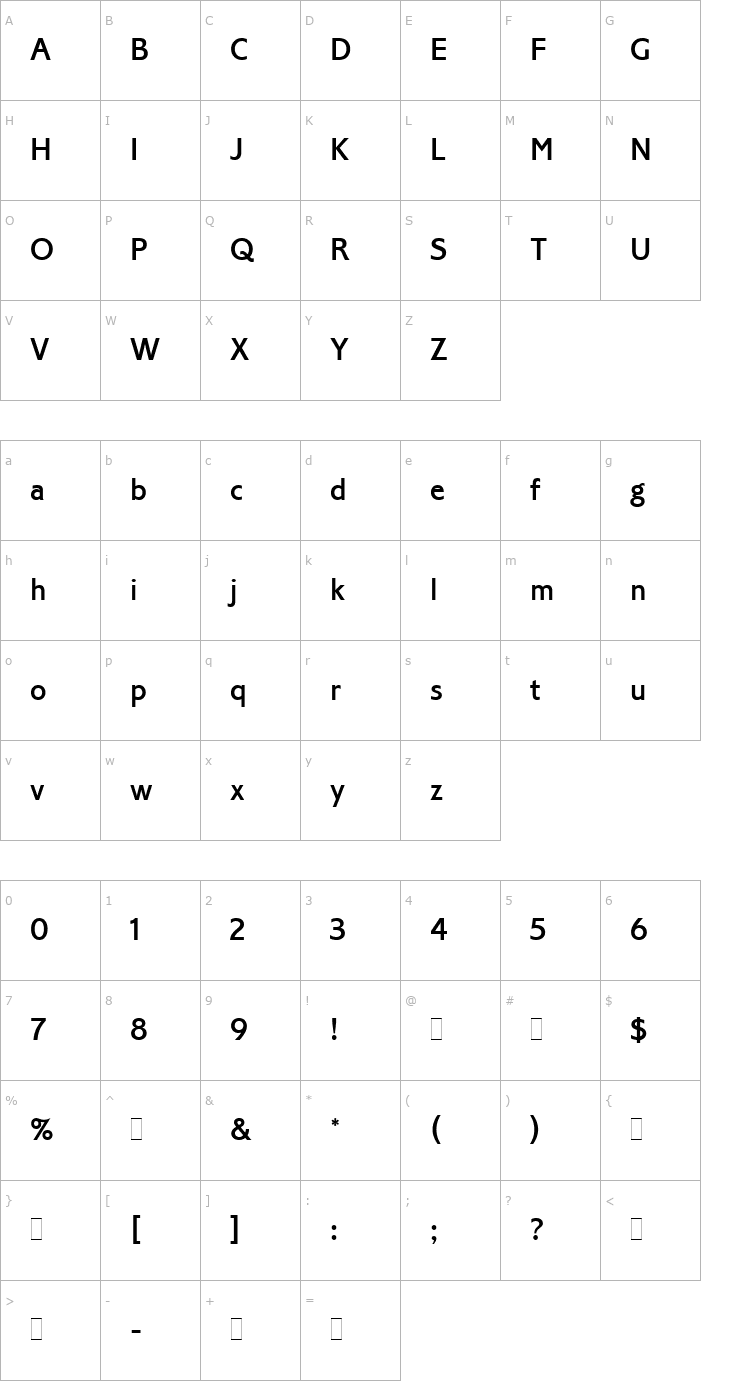 Character Map Corinthian Medium Font