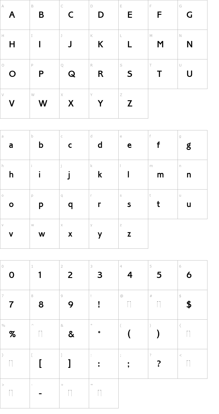 Character Map Corinthian Medium Plain Font