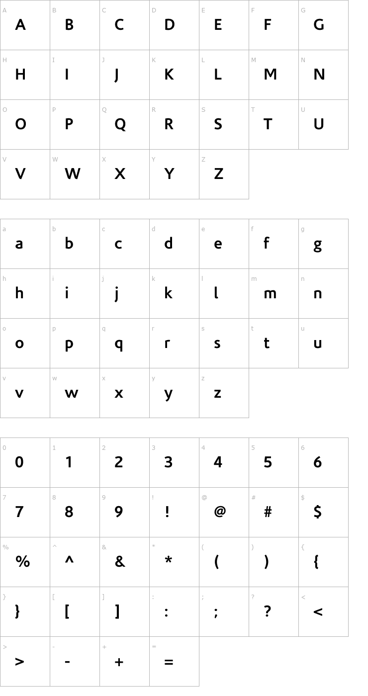 Character Map CorisandeBold Font