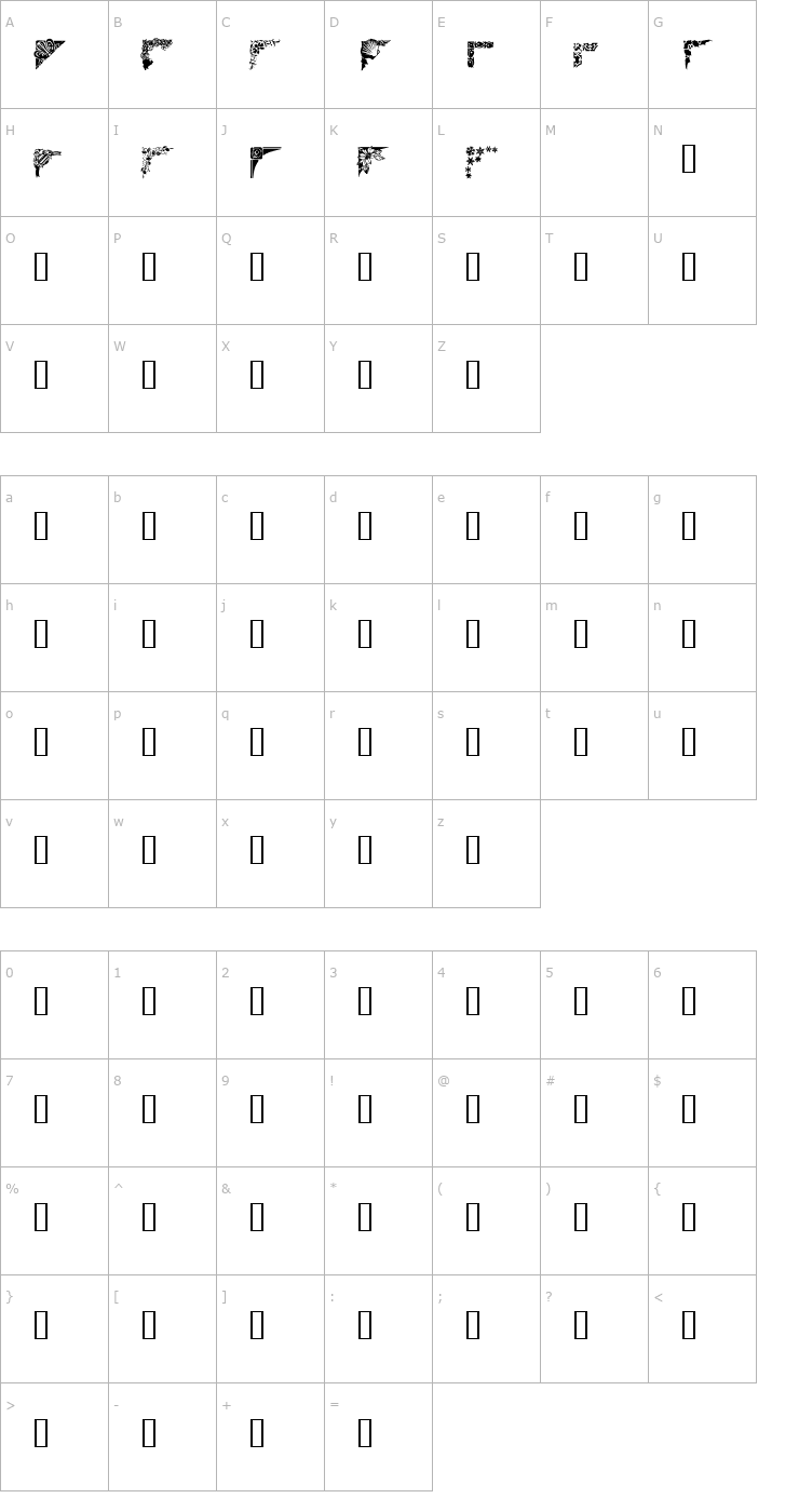 Character Map Corners 1 Font