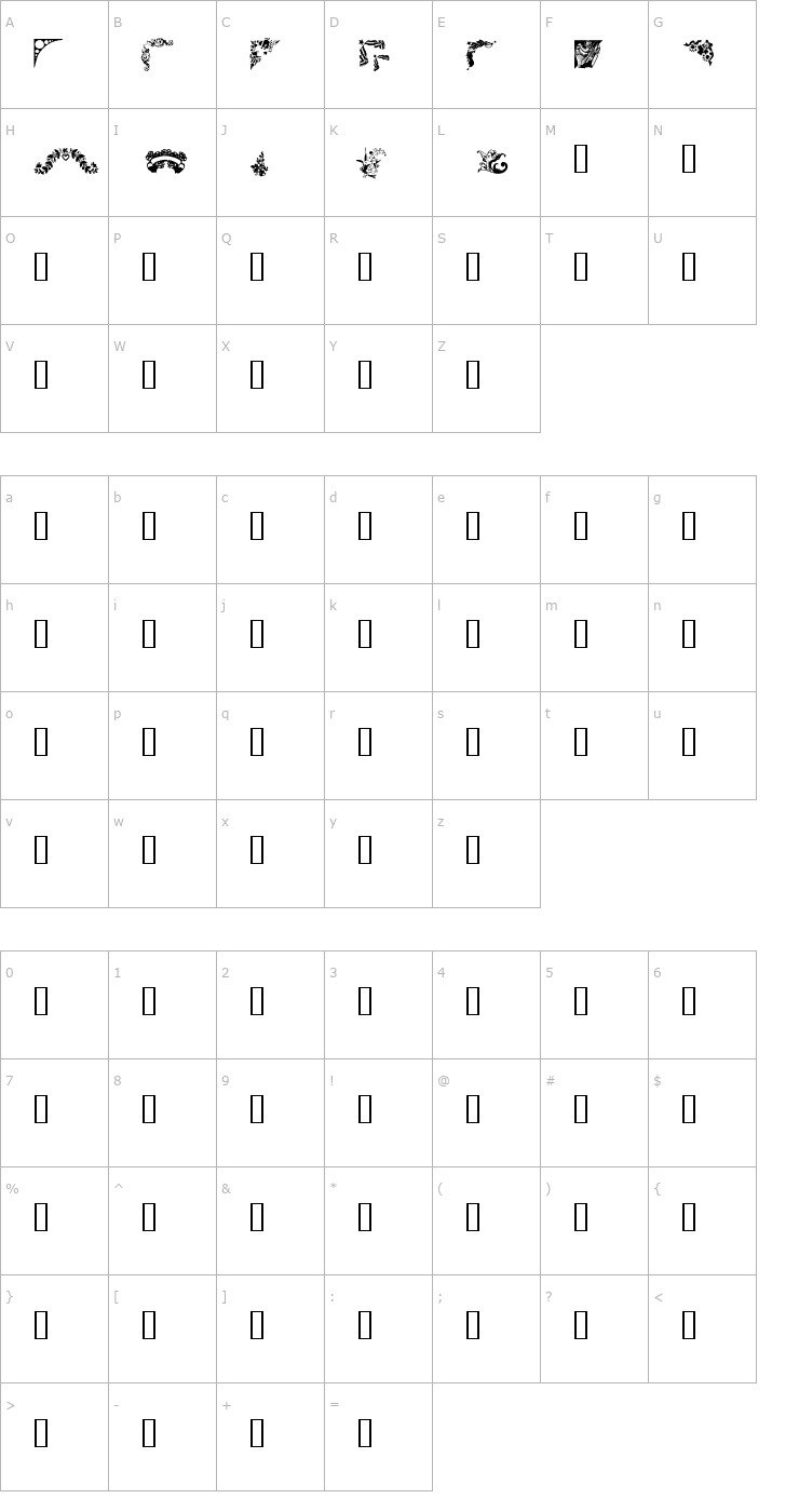 Character Map Corners 2 Font