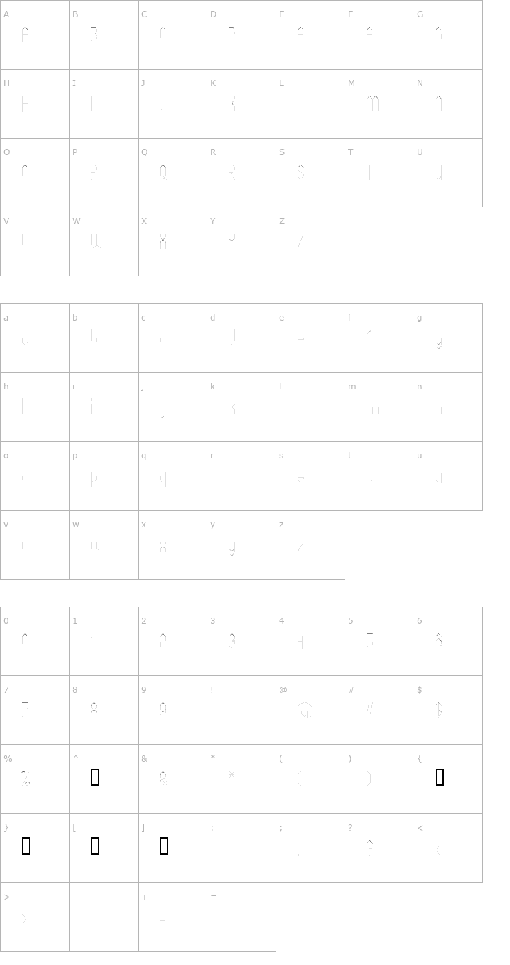 Character Map Cornwall Font