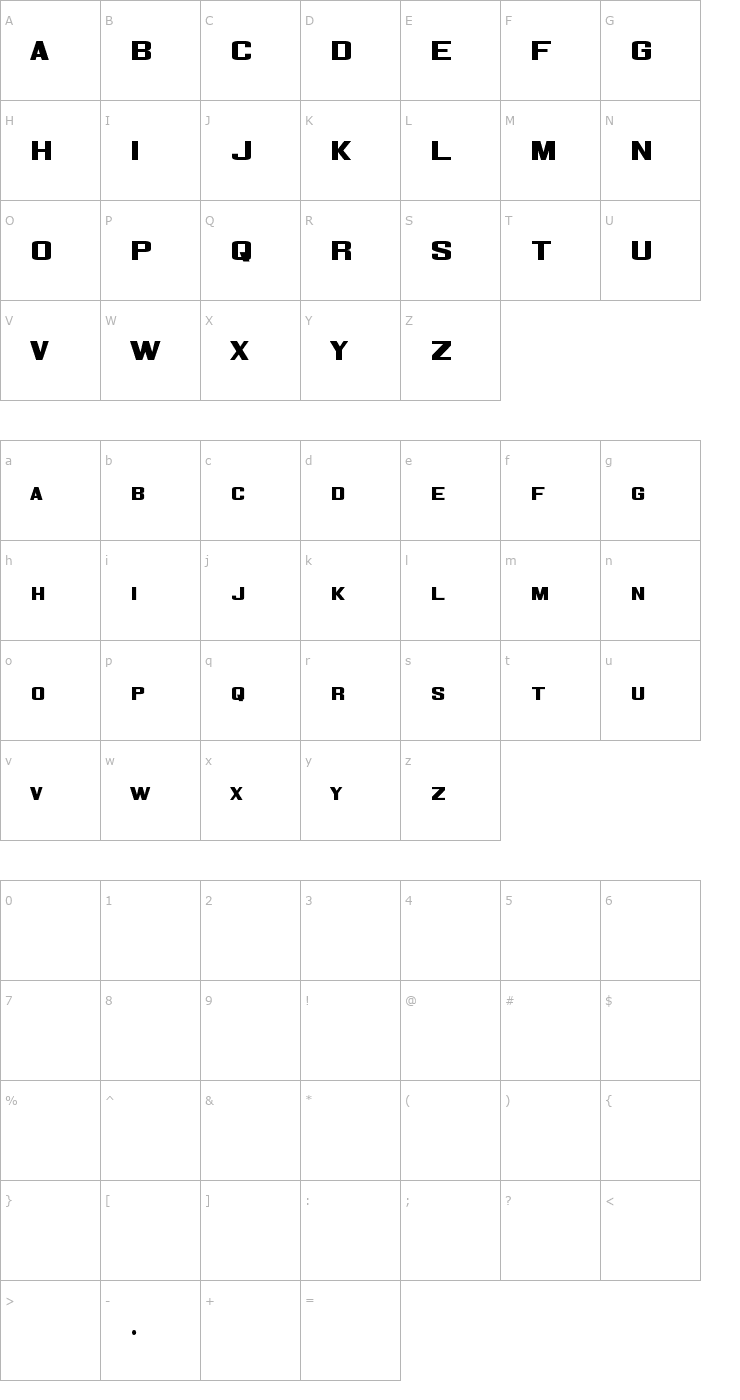 Character Map Corporate HQ Font