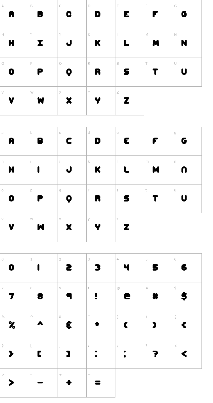 Character Map Corpulent Caps BRK Font