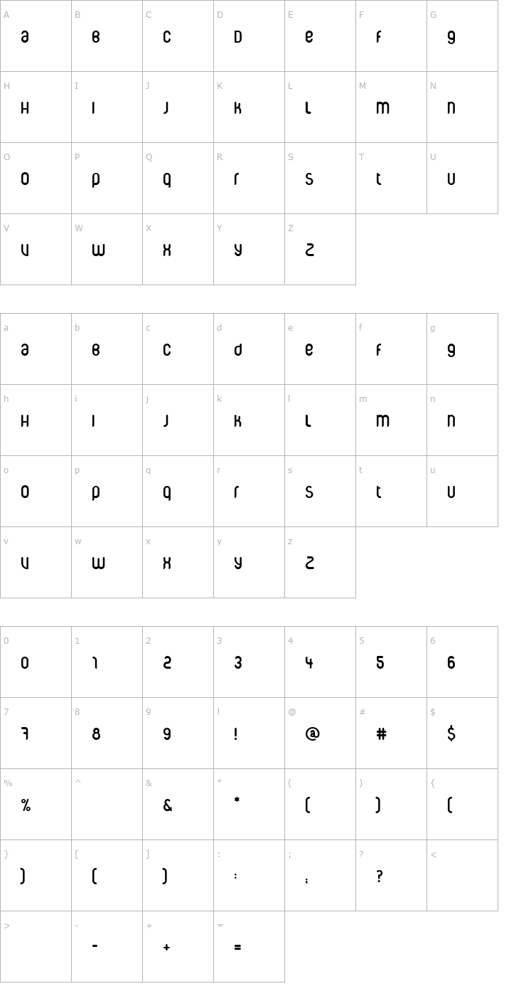 Character Map CorpusCare Font
