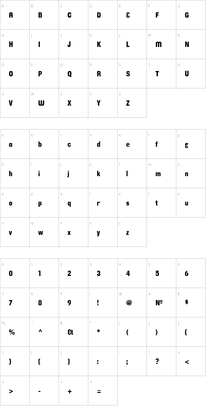 Character Map CorpusGothicAlternative Font
