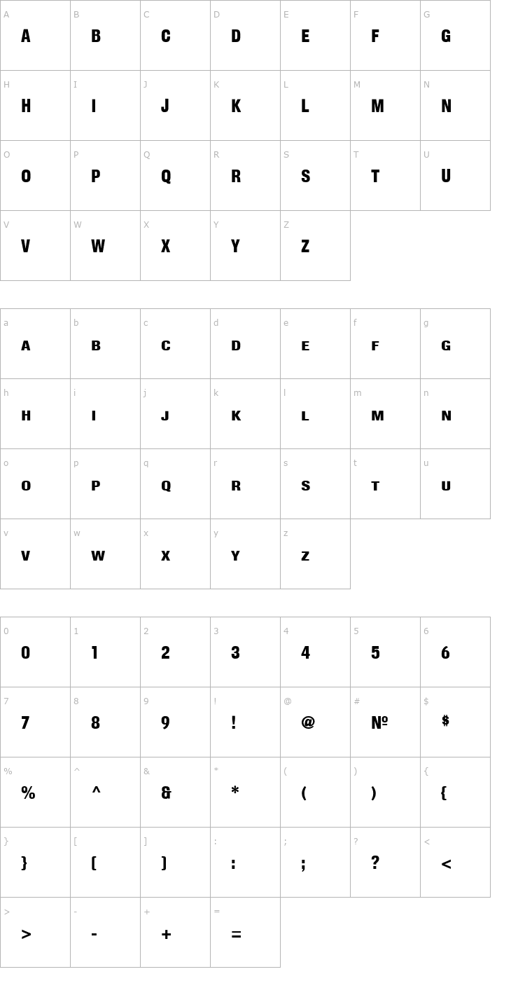 Character Map CorpusGothicSmallCaps Font