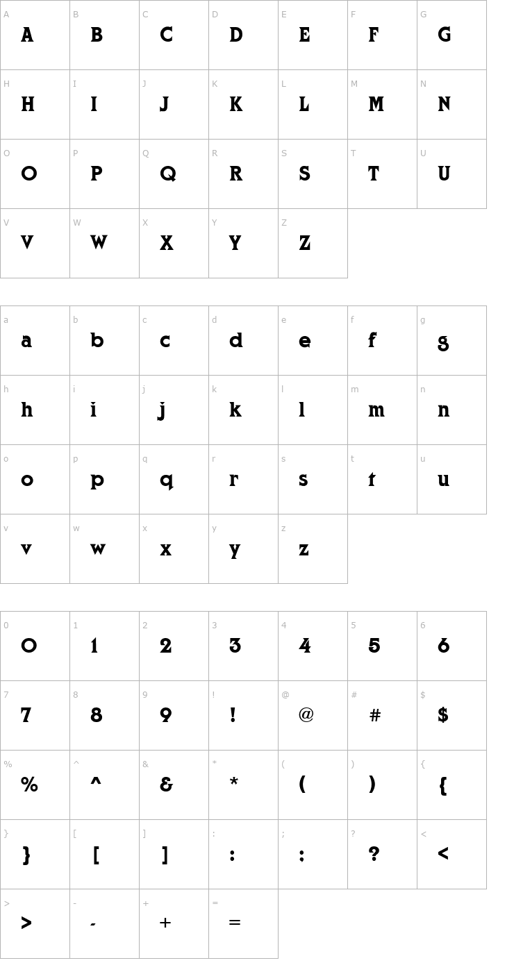Character Map Cortez Regular Font