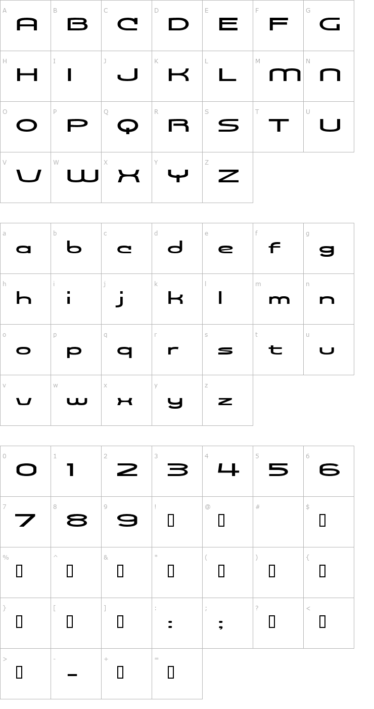 Character Map Cosmos Font