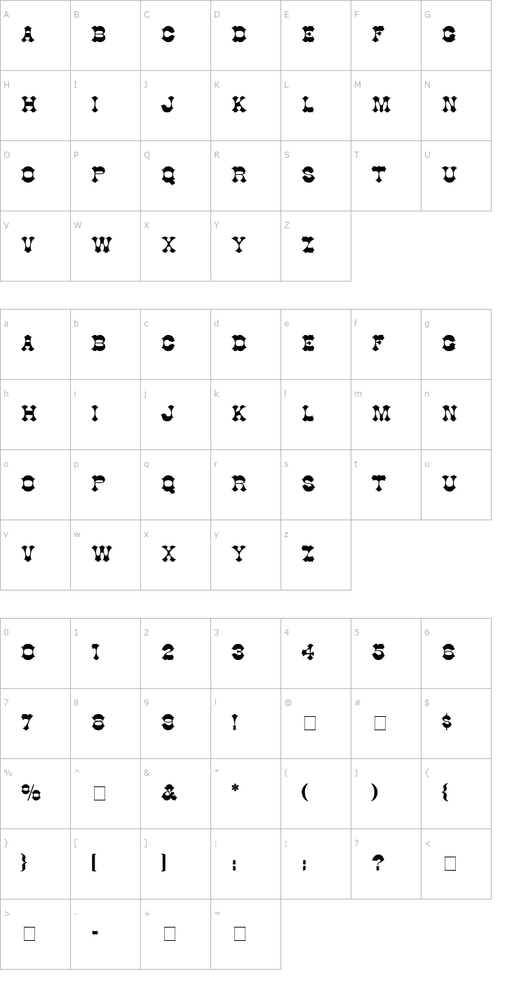 Character Map Cottage Font