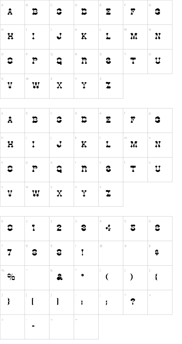 Character Map Cottonwood-SemiBold Font