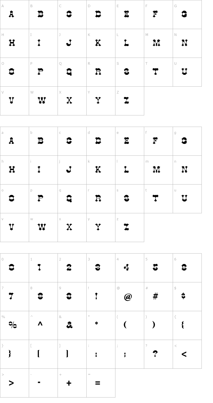 Character Map CottonwoodStd Font