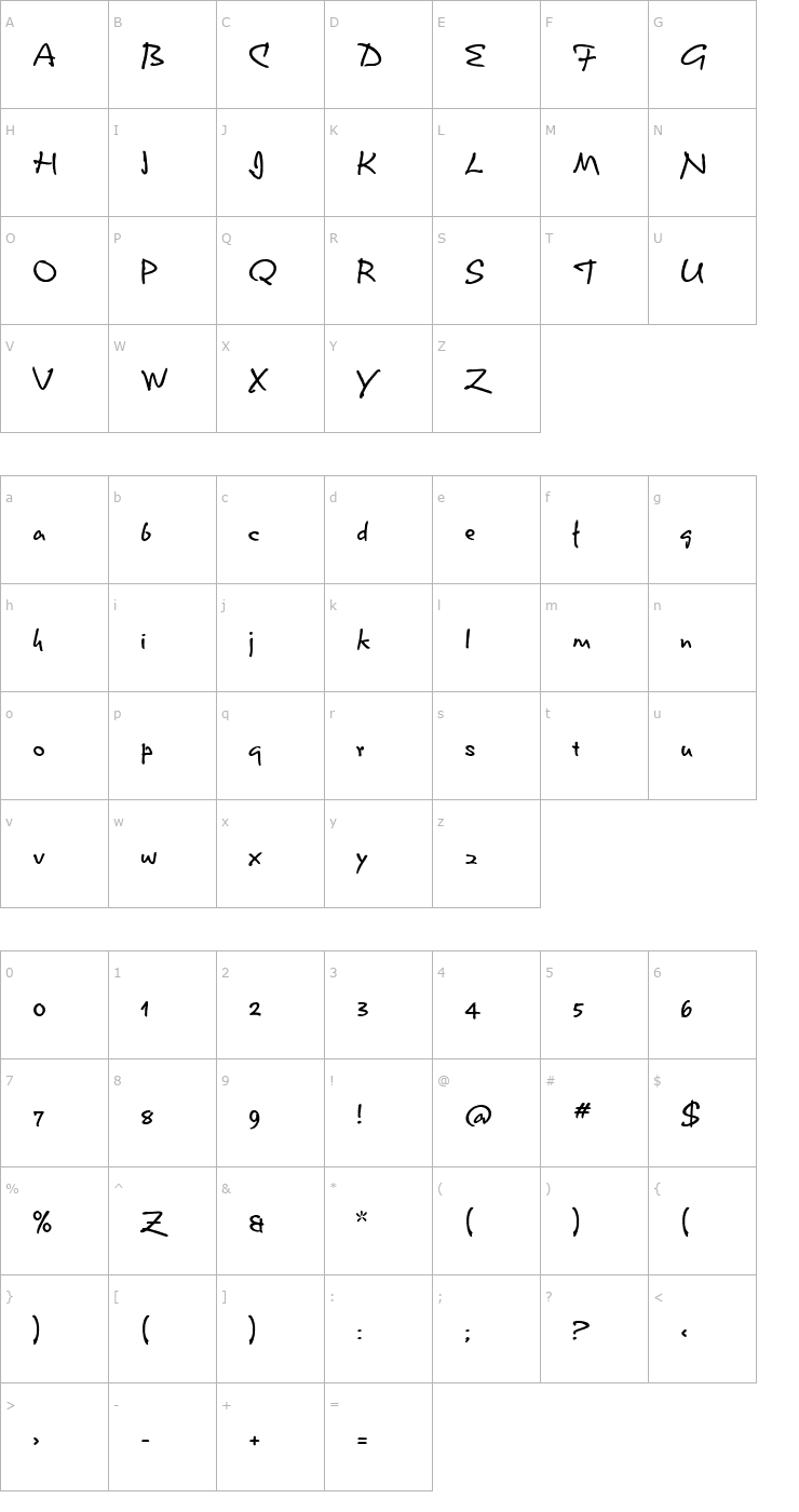 Character Map Cougar Font