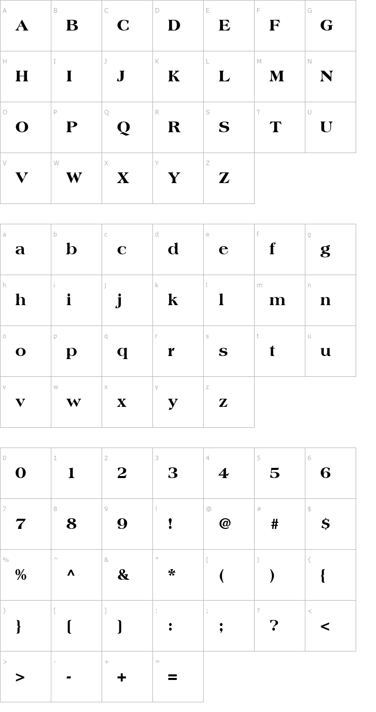 Character Map Countryside Black SSi Extra Bold Font
