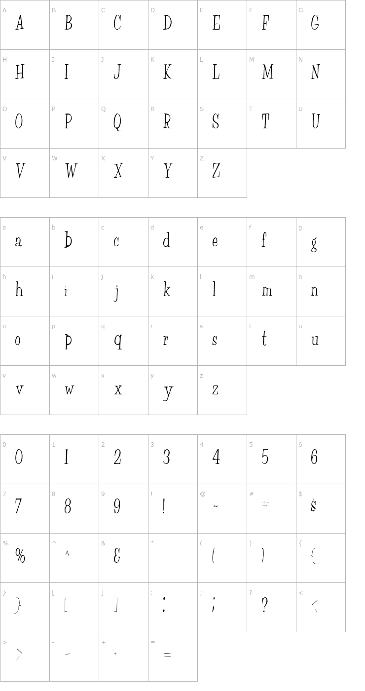 Character Map Countryside Normal Font