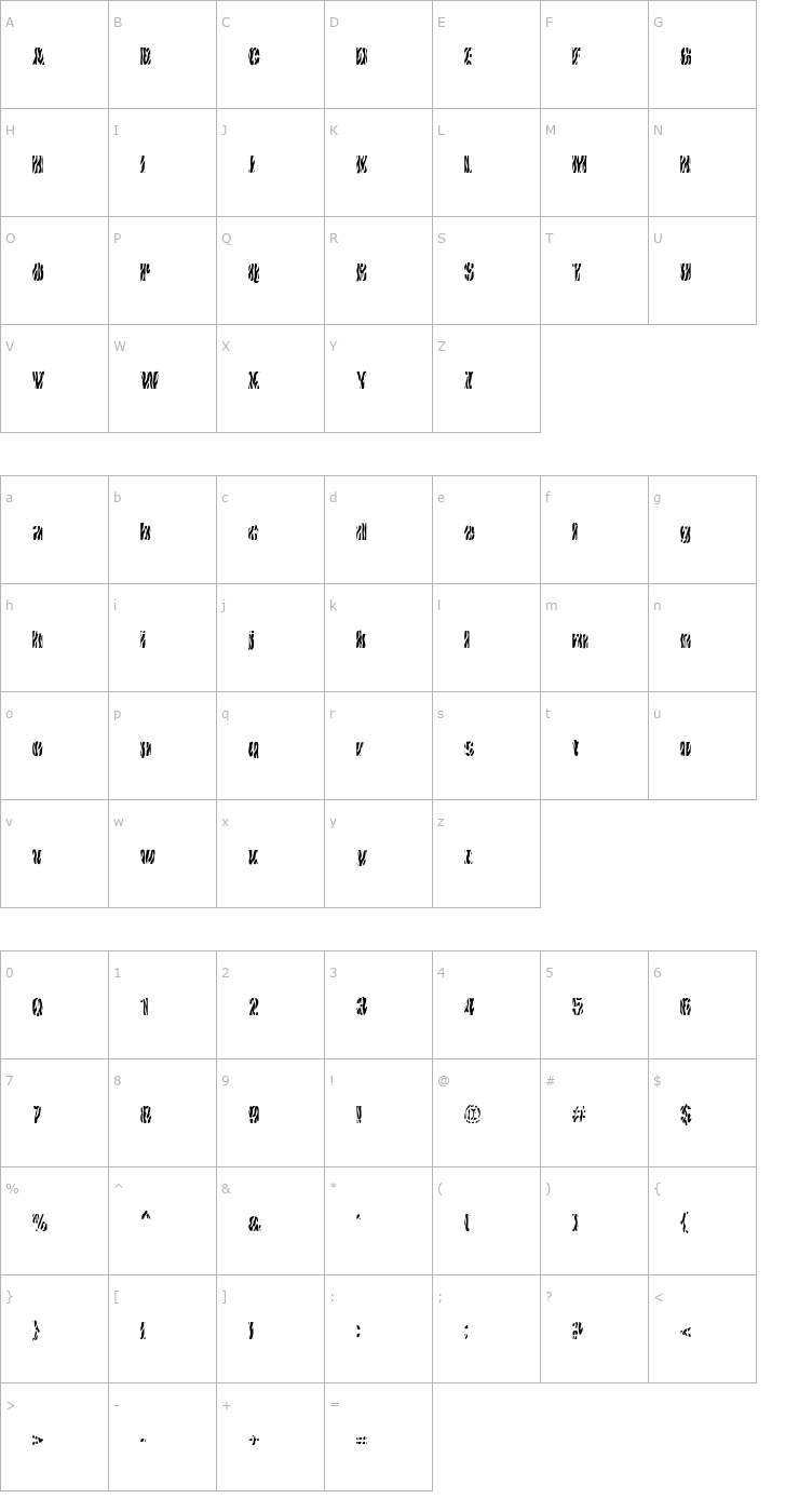 Character Map Cows In the U.S. Font