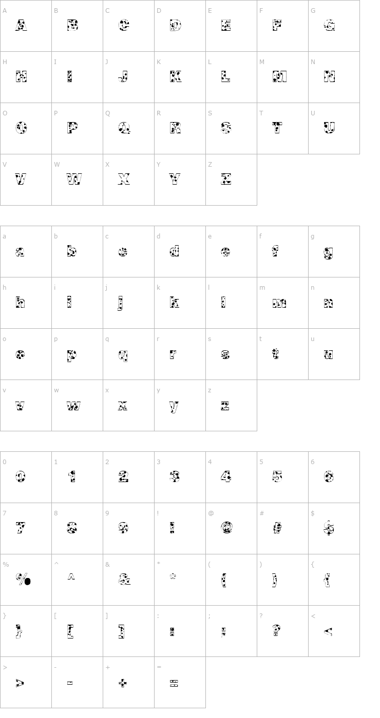 Character Map CowSpots Font
