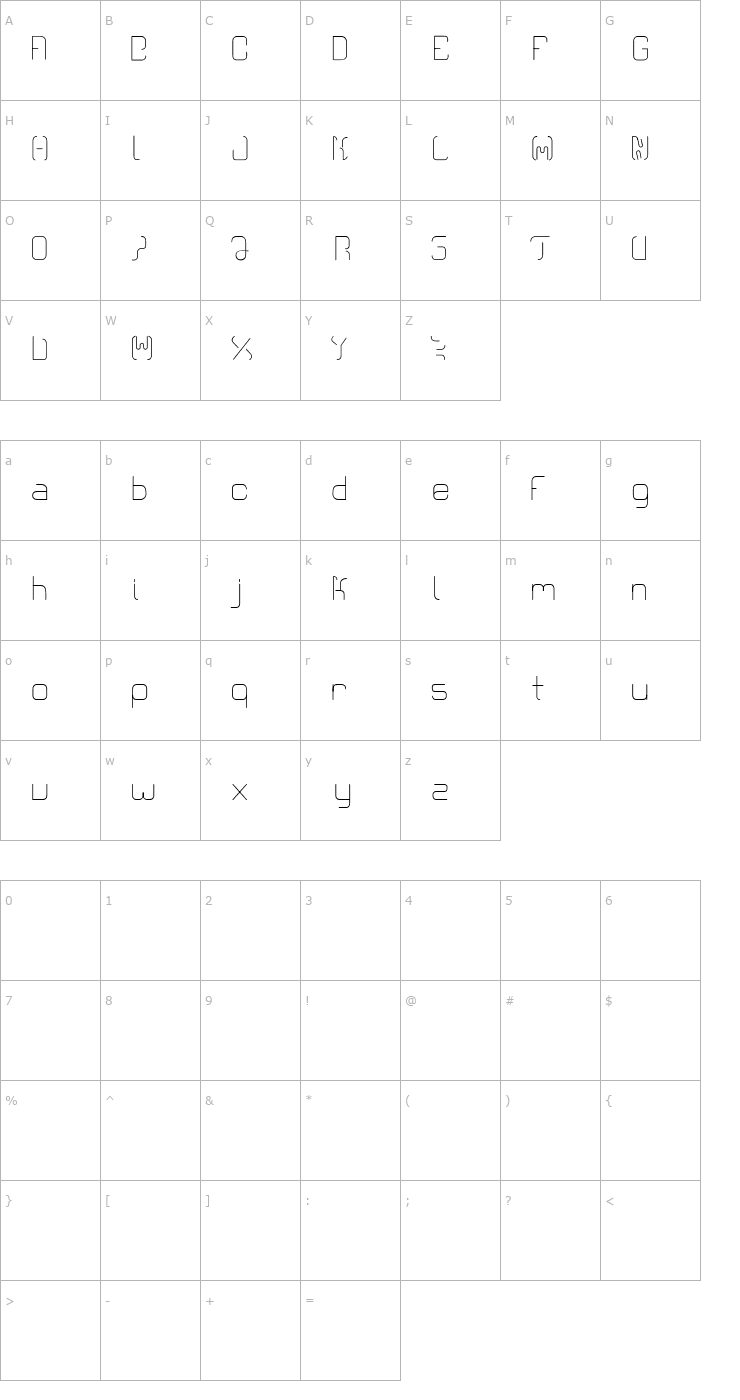 Character Map CR21 Modern Font