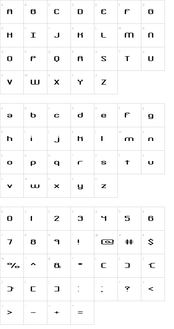Character Map Crackdown R2 BRK Font