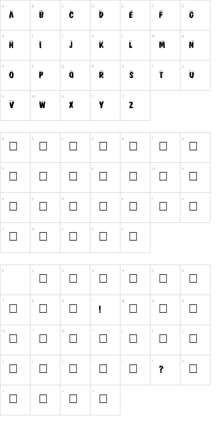 Character Map CrackFir Font