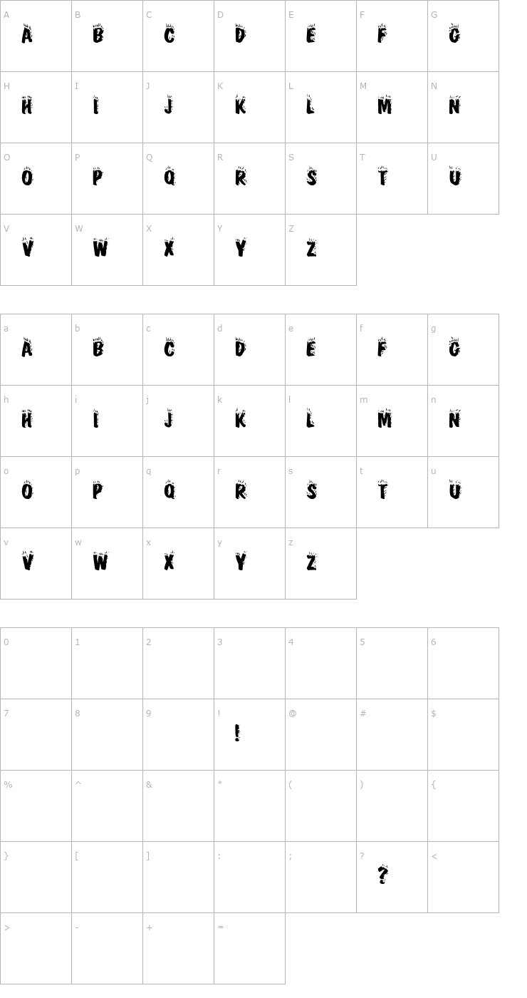 Character Map Crackling Regular Font