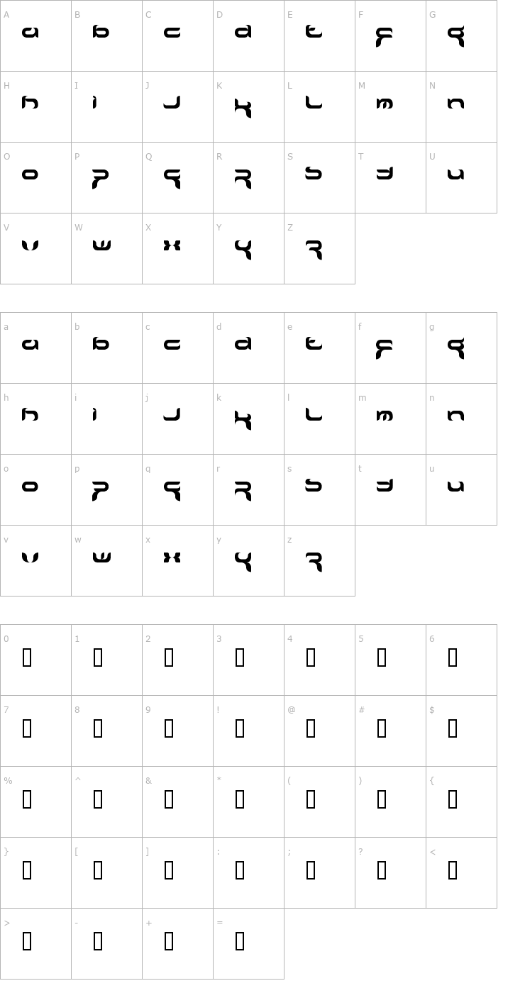 Character Map Crafty Font