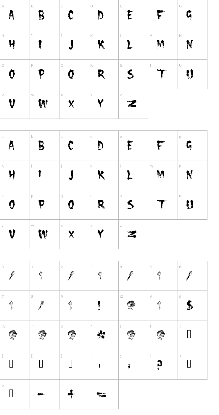 Character Map CRAMPS Font