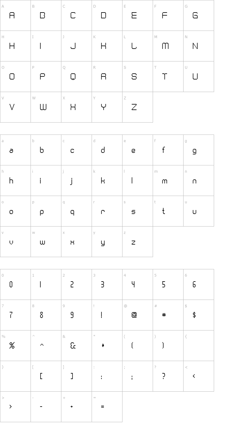 Character Map Cranberry Gin Font