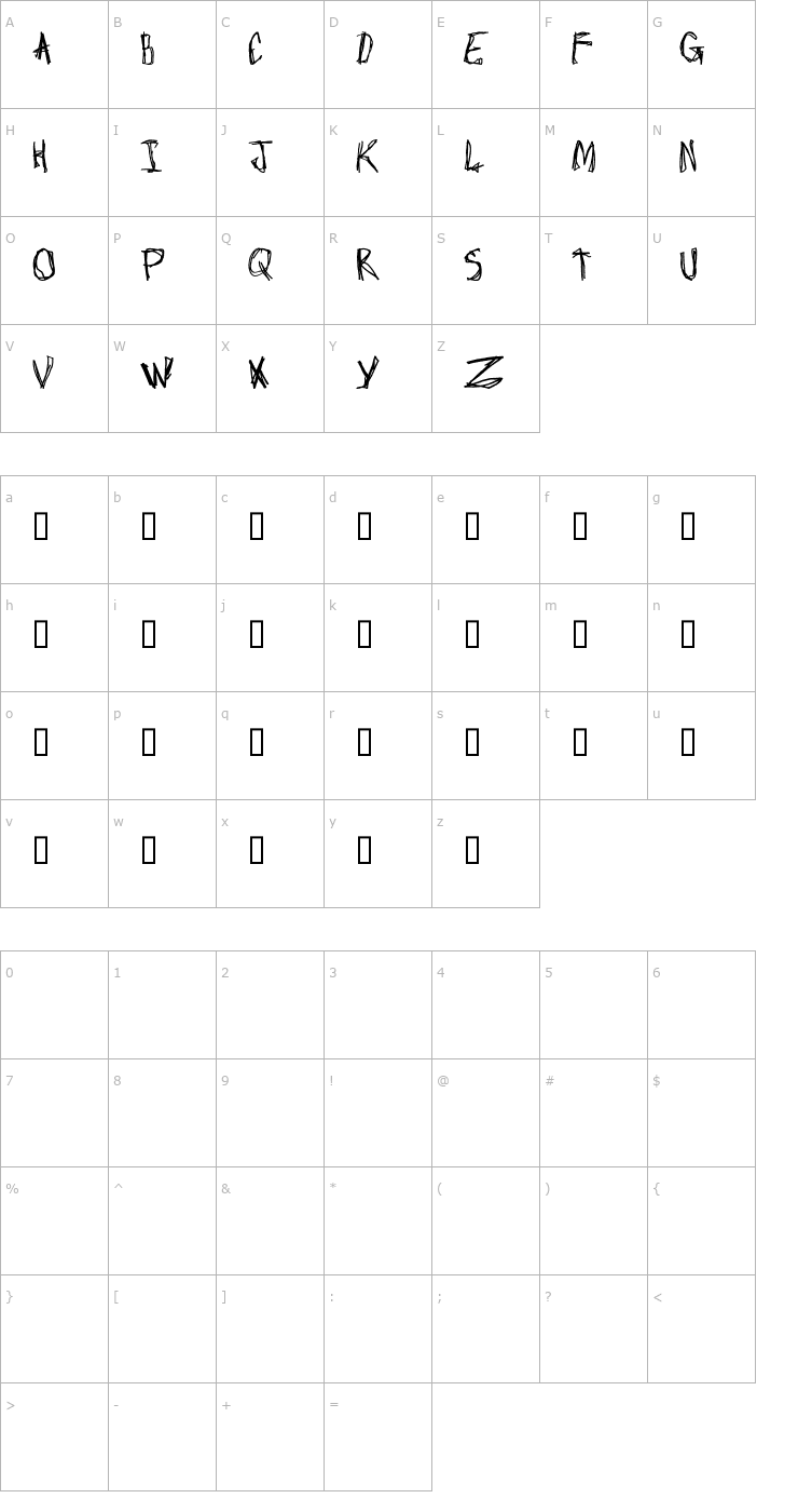 Character Map Craptacular Font