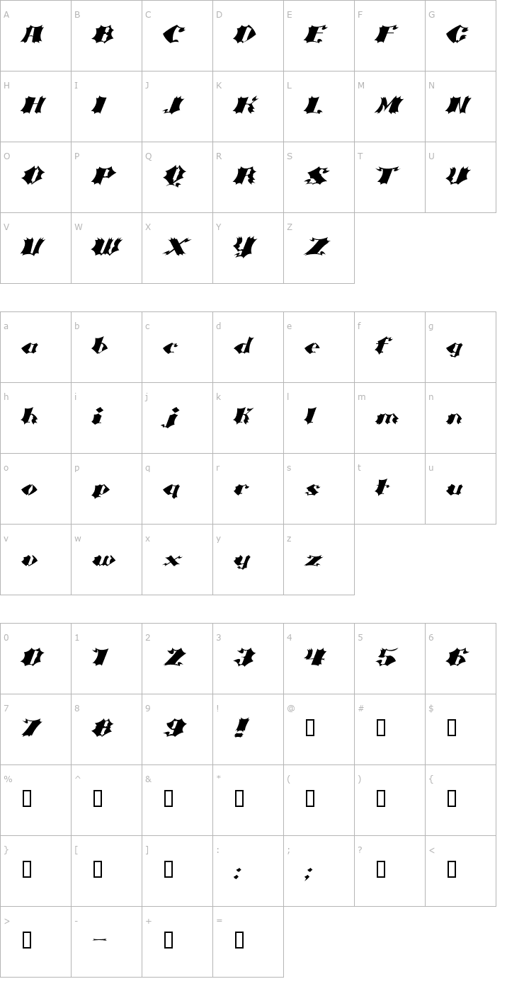 Character Map Crash Bold Font
