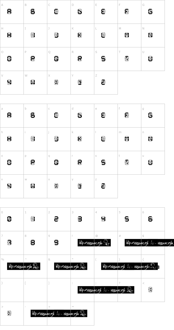Character Map Crashed Scoreboard Font