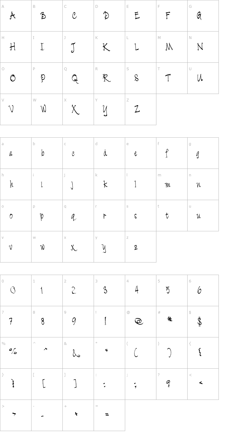 Character Map Cratch Font