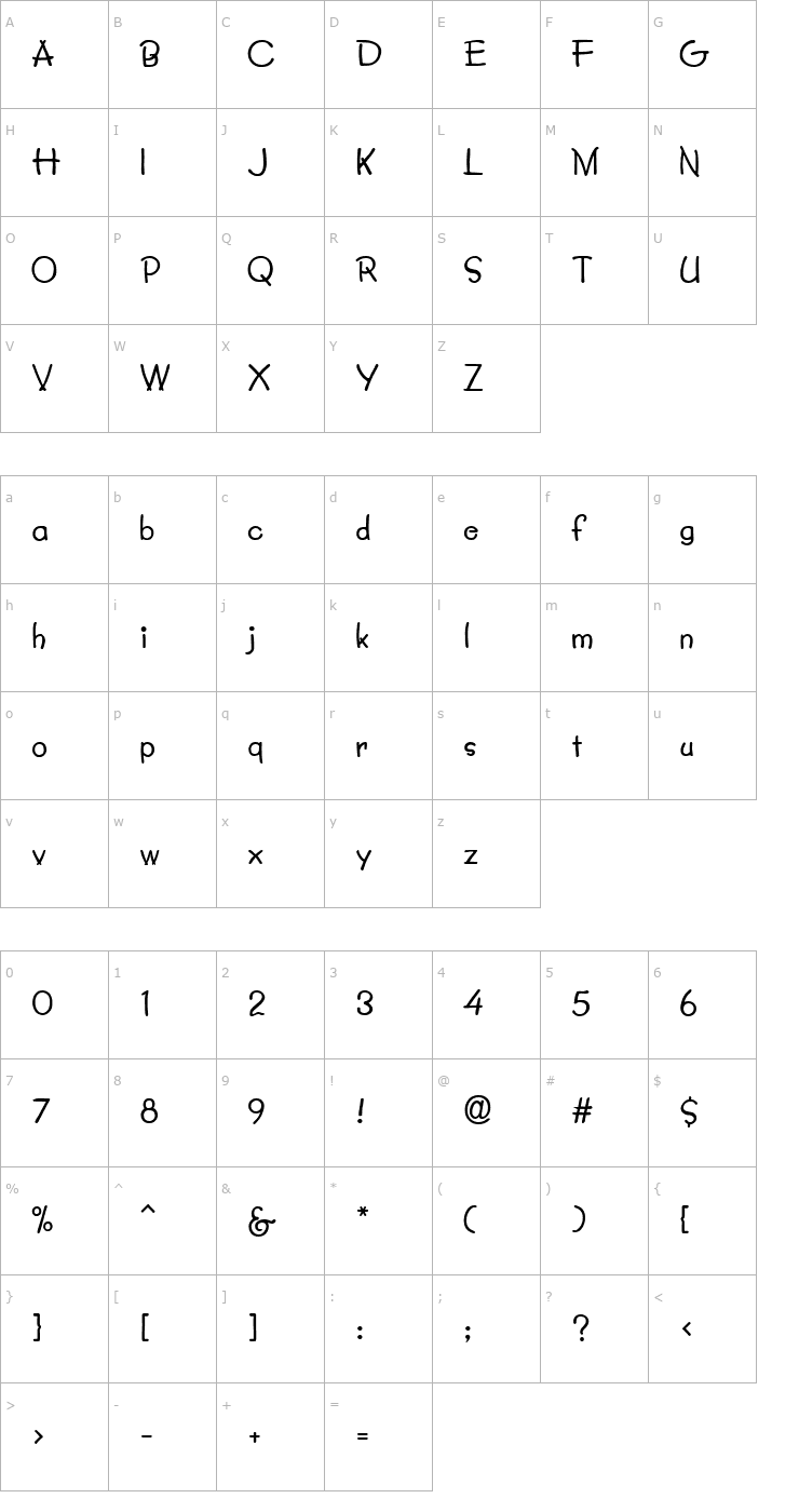 Character Map Crayon Normal Font