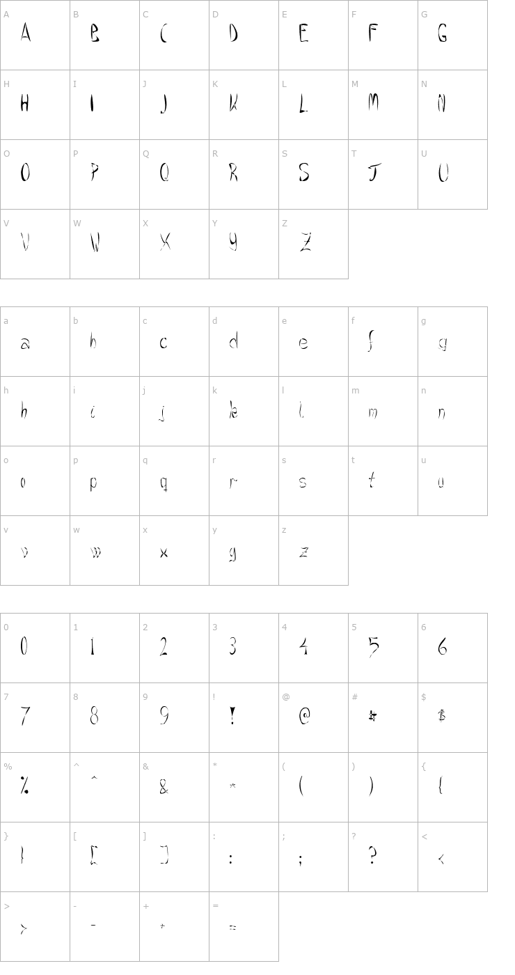 Character Map Crazee Font