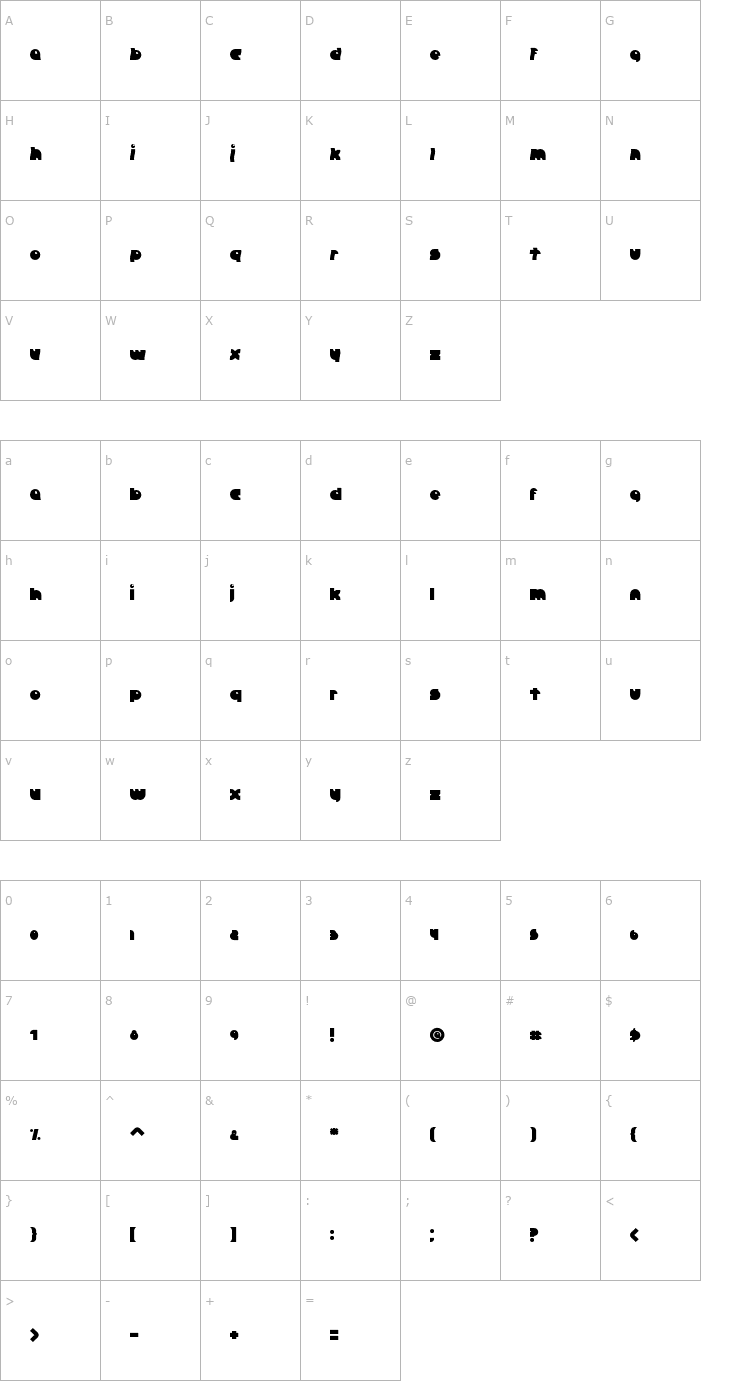 Character Map Crazy Diamond Font