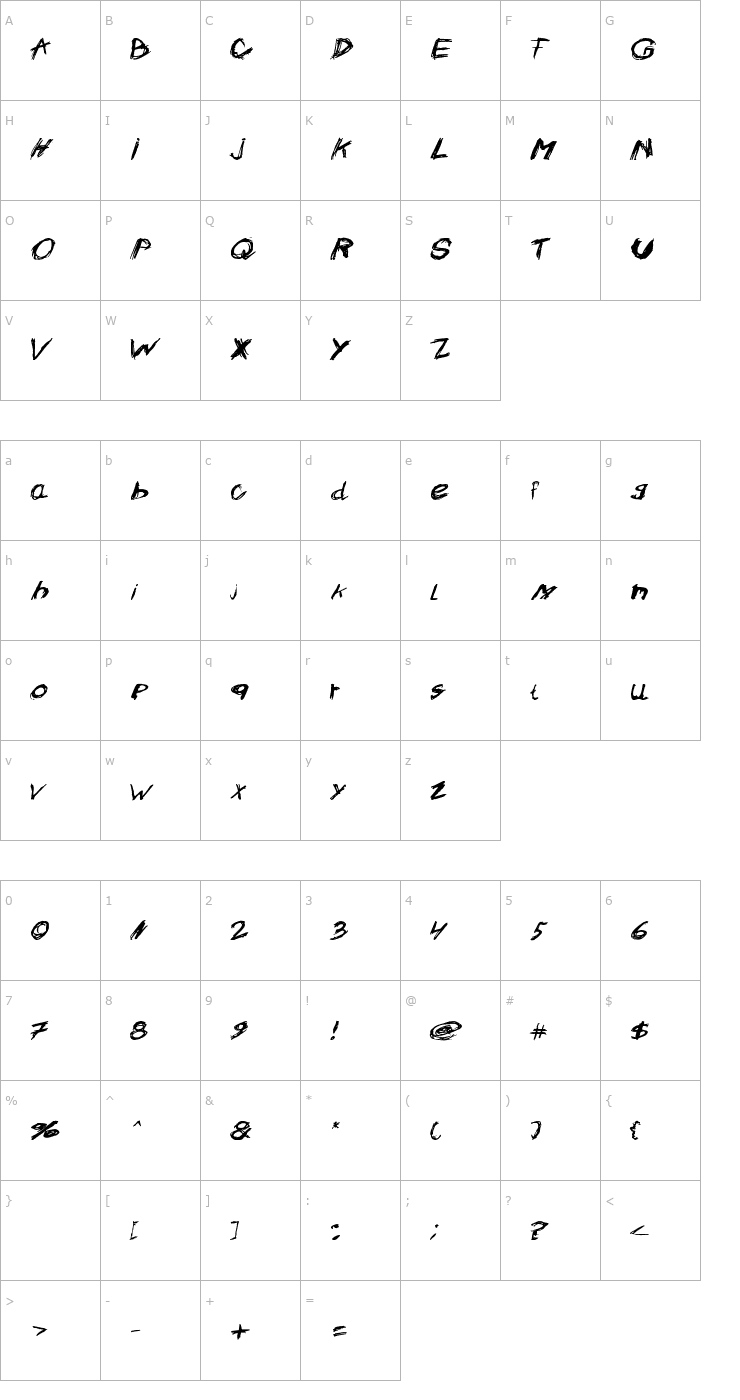 Character Map Crazysk8 Font