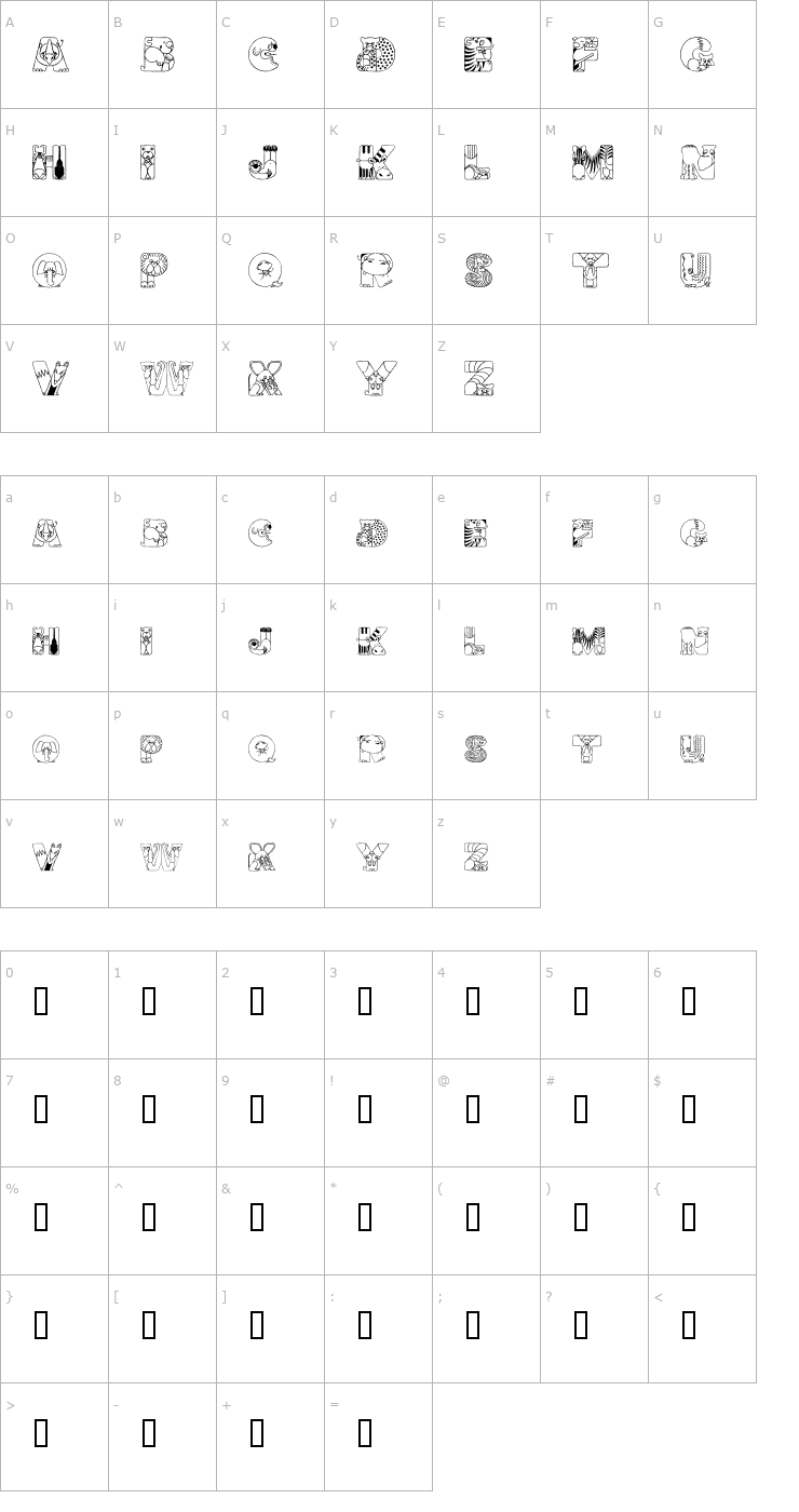 Character Map CrazyZoo Font