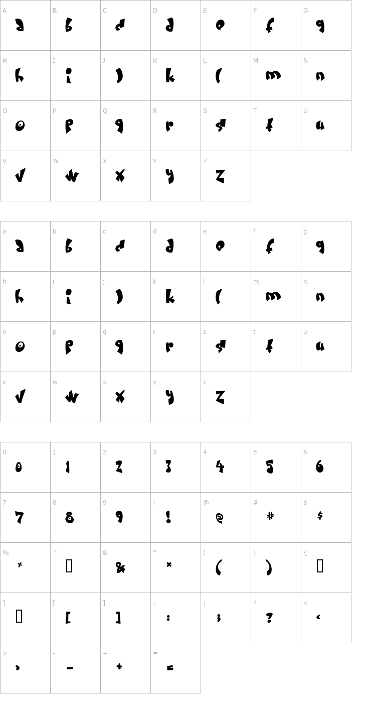 Character Map Cream and sugar Font