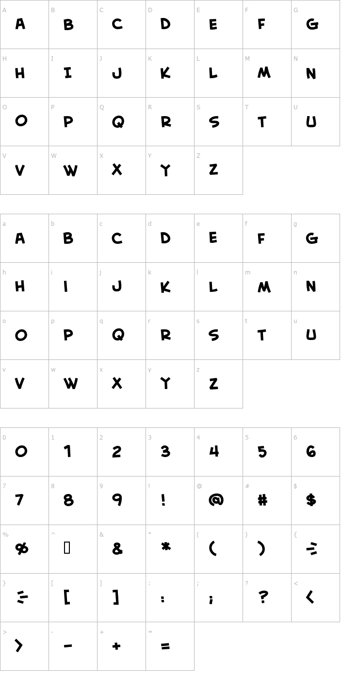 Character Map CreativeBlock BB Bold Font