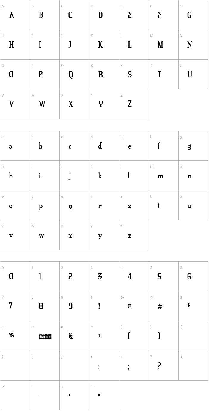 Character Map Credit River Font