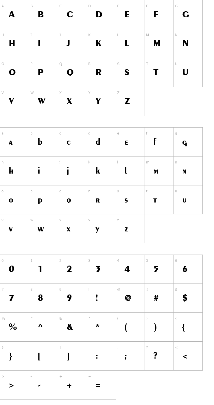 Character Map Creme Black SSi Bold Font