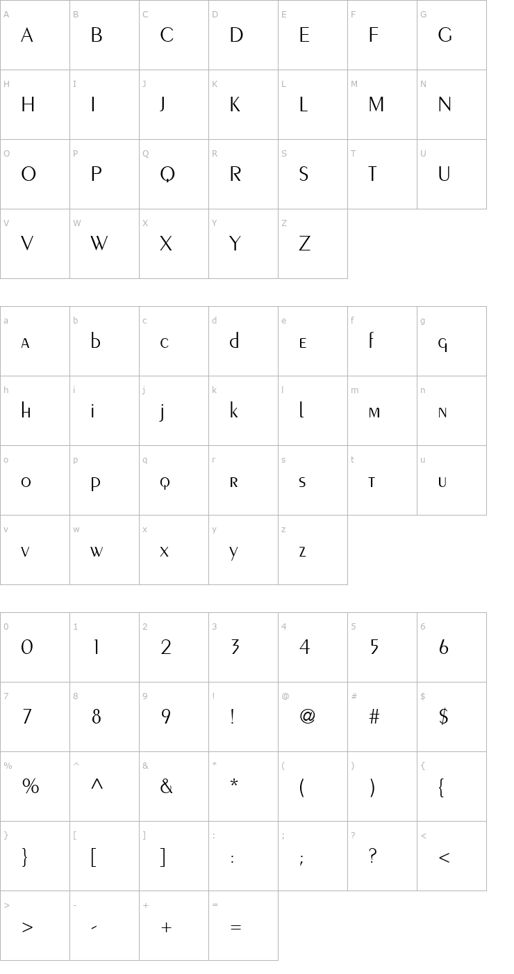 Character Map Creme SSi Light Font