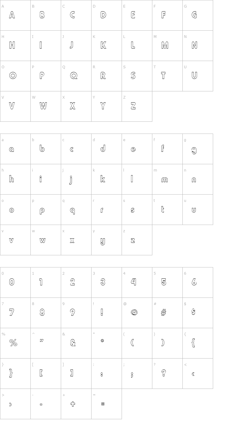 Character Map CremonaOpen Font