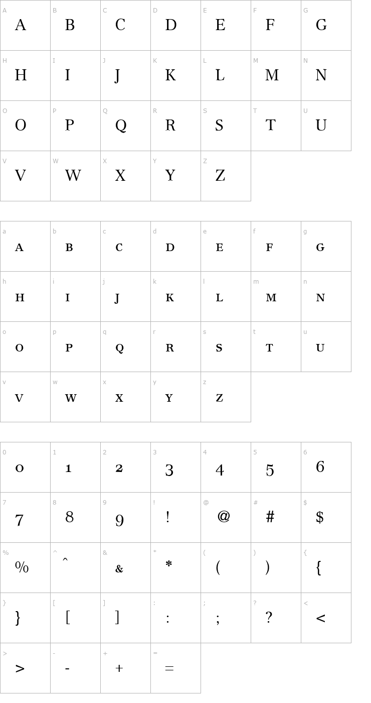 Character Map CrescentSmc-Regular Font