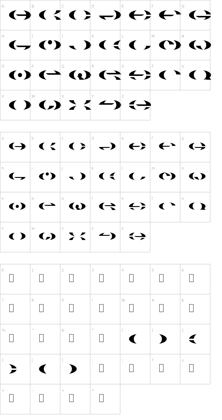 Character Map Cresent Obfuscated Font