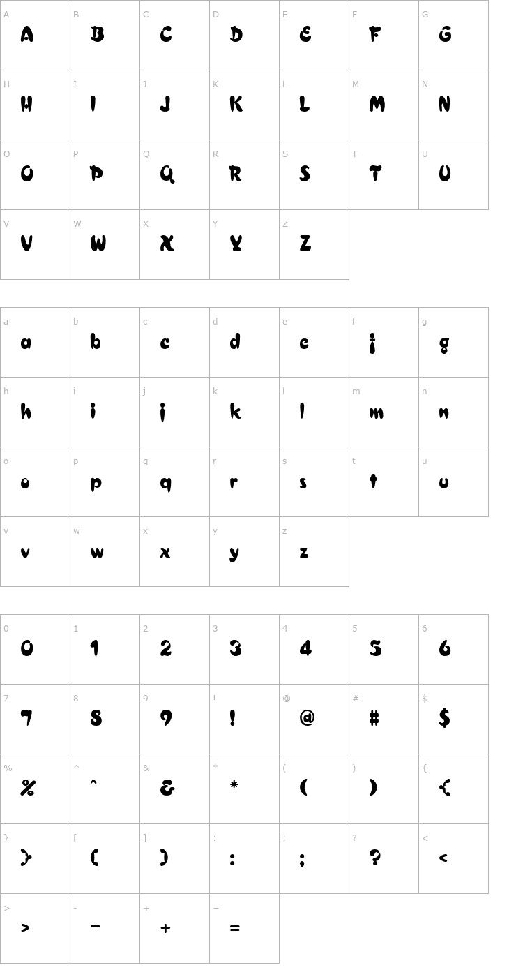 Character Map Cressida Regular Font