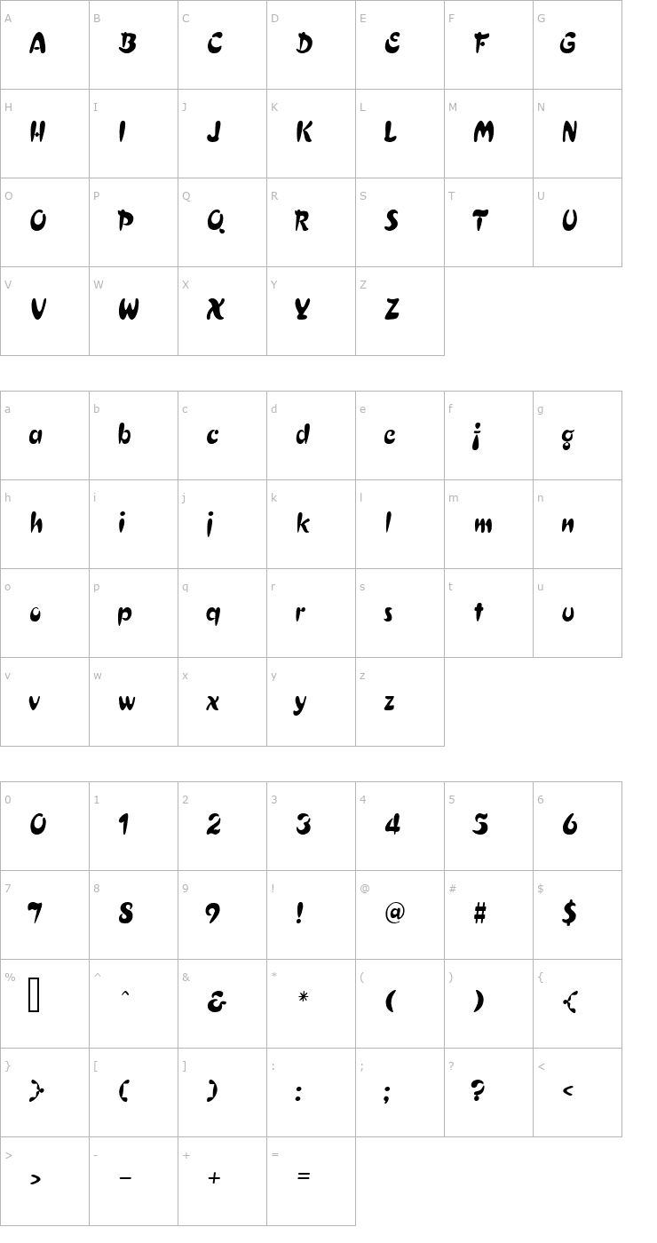 Character Map Crest Thin Heavy Font