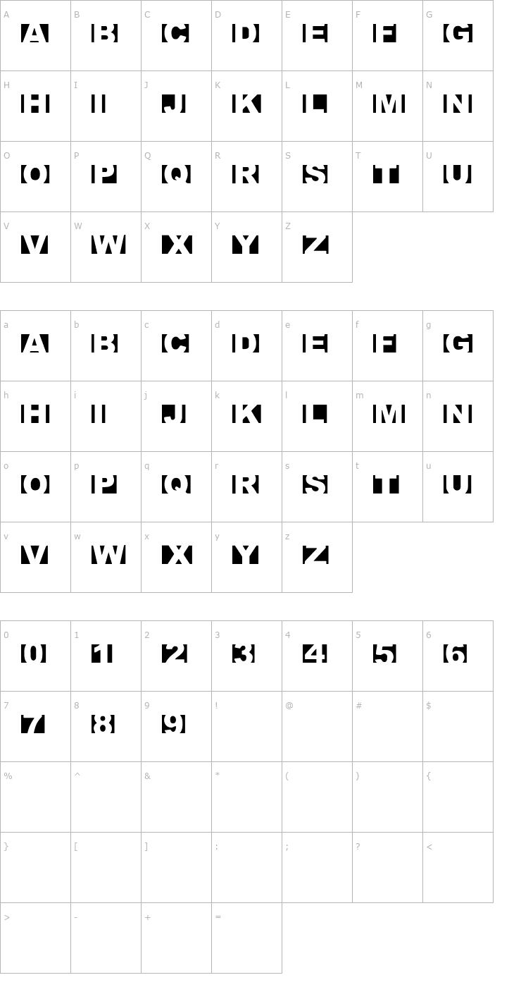 Character Map Crimescene Afterimage Font